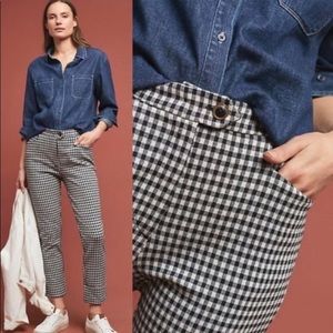 Anthropologie Essential Crop Pants Black Gingham